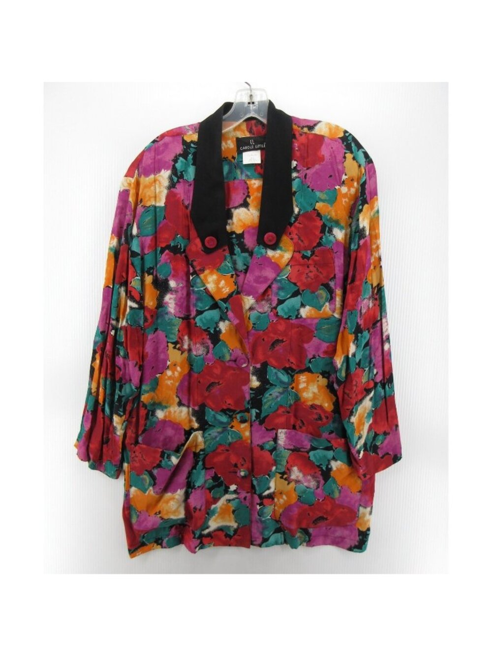 VINTAGE Carole Little Blazer 14 Jacket Floral Rayon Crepe 90s USA *